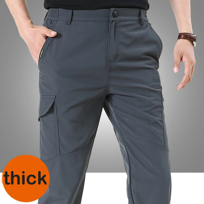 2024 Winter Men's Tactical Cargo Pants Plus Velvet Breathable Autumn Casual Long Trousers Male Quick Dry Multi-pocket Pant Warm