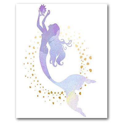 Nodic Modern Canvas Painting Mermaid Wall Art Posters And Prints Design For Baby Girls Room Bedroom Home Decor No Frame