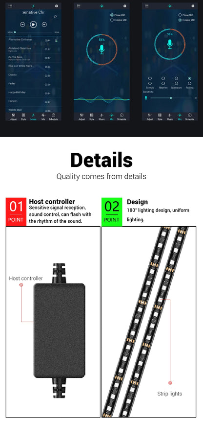 BLALION Car Flexible Underglow Strip Light LED Underbody APP Remote Sound Control RGB Neon Light Atmosphere Lamp Auto Decoration