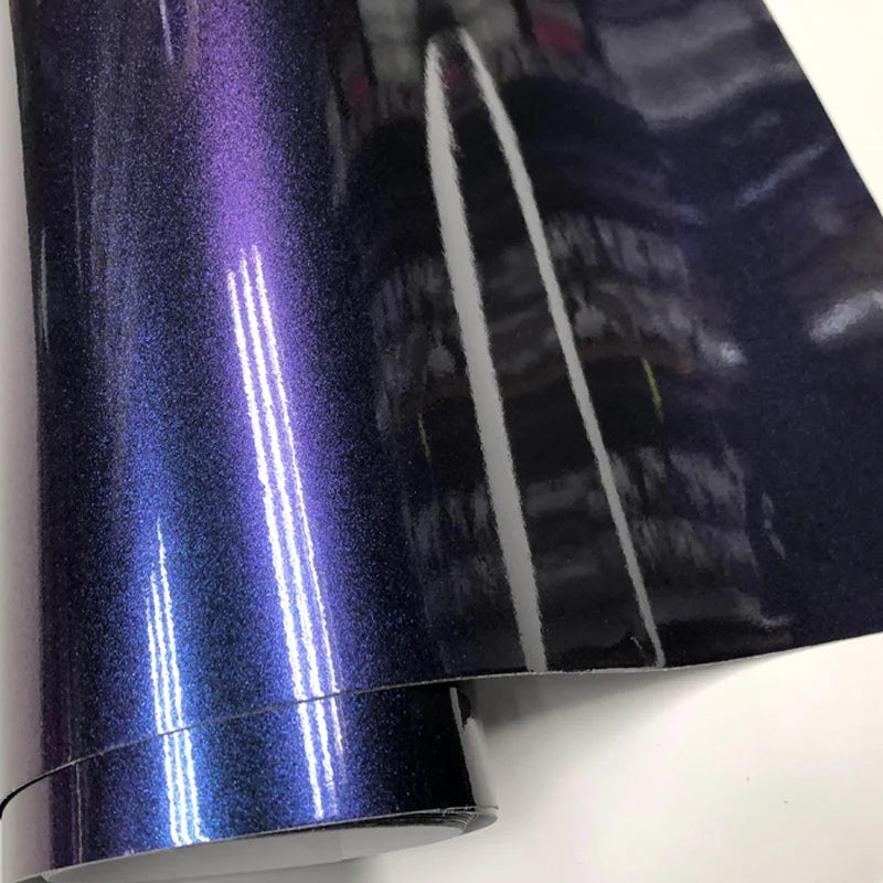 Premium Gloss Chameleon Pearl Glitter Metallic Green purple Vinyl Car Wrap Foil With Air Release Diamond Car Sticker Decal