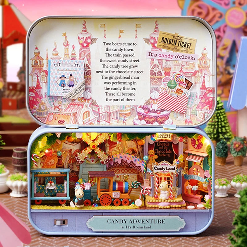 CUTEBEE DIY Dollhouse Wooden Doll House DIY Box Theather  Building Kit with Furniture Lights Toys for Children Birthday Gifts