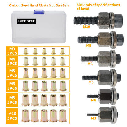Rivet nut tool Hand Rivet Nut Gun Head Simple Installation Manual Riveter Rivnut Tool Accessory for M3 M4 M5 M6 M8 M10 M12