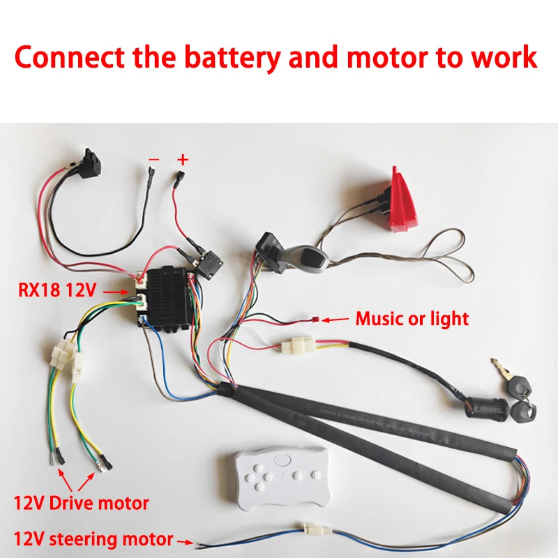 24V 12V DIY Children Electric Car Wire Harness with RC,wire harness for Kids Ride On toys Car