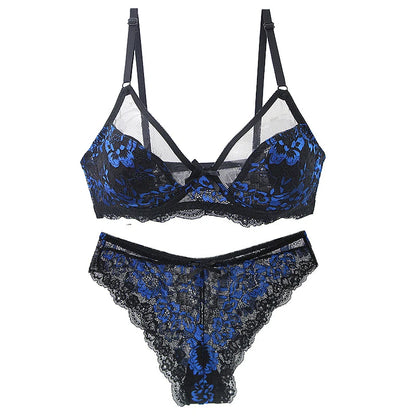 Women Ultra-thin BCDE Cup Mesh Lace Underwear Transparent Bra Sets Beauty Back Hollow Embroidery Female Lingerie