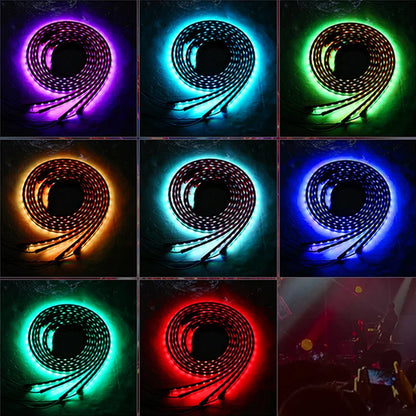 SEAMETAL 4Pcs Car Underglow Light Strip Flexible Led Car Underbody Atmosphere Light Sound Active App Control Decorative Lamp