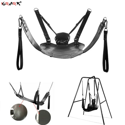 Super Load-Bearing 2 Layer Leather Sex Hammock Swing Chair Sling Bed Pillow BDSM Bondage Sex Toys for Couples Adults 18+ Games