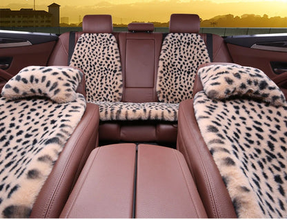 Seat Cushion Leopard Fluffy Pink Covers for Cars Seat Cover Car Decor Accessories Interior for Women for BMW Honda Hyundai LADA