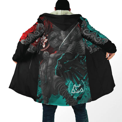 2021 Winter Mens Hooded cloak Raven Tattoo symbol 3D Printing Fleece wind breaker Unisex Casual Thick Warm Hood cloak PF16