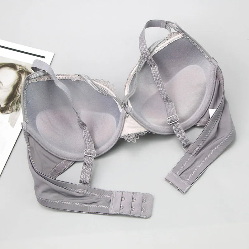 2021 New Push Up Lace Bra Sets Plus Size Lingerie BCDE Cup Adjusted Strap Bow Underwire Grey Red Blue Black White Underwear