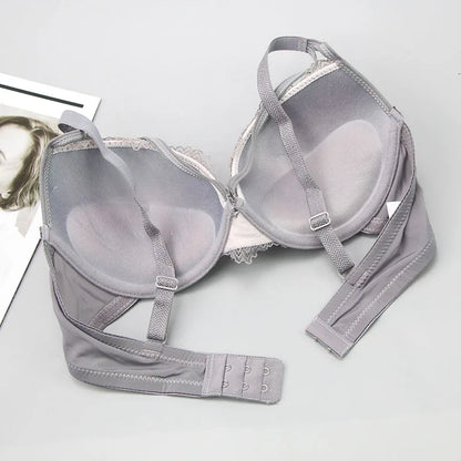 2021 New Push Up Lace Bra Sets Plus Size Lingerie BCDE Cup Adjusted Strap Bow Underwire Grey Red Blue Black White Underwear