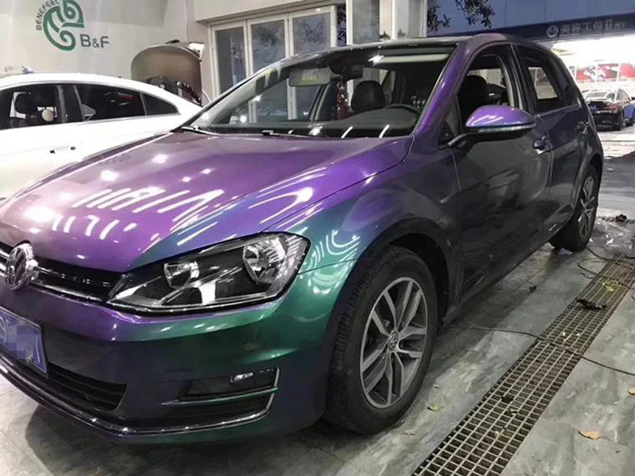 Premium Gloss Chameleon Pearl Glitter Metallic Green purple Vinyl Car Wrap Foil With Air Release Diamond Car Sticker Decal