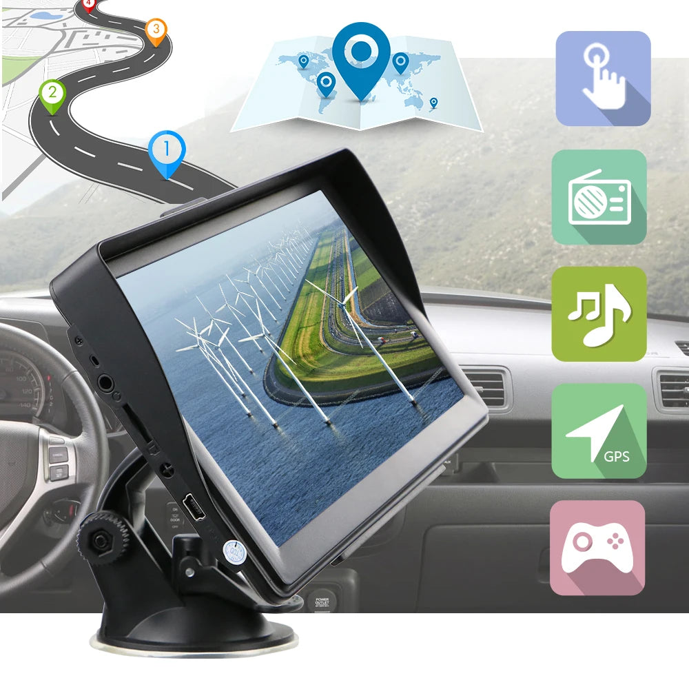 LeeKooLuu 7" inch HD Car GPS Navigation SatNav 8GB Navigators Bluetooth AV-IN FM MP3/MP4 Players