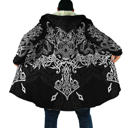 2023 Winter Mens Cloak Huginn Ravens of Midgard Gold 3D Printing Fleece Hooded cloak Unisex Casual Thick Warm Cape coat PF39