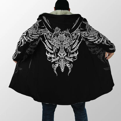 2021 Winter Mens Hooded cloak Raven Tattoo symbol 3D Printing Fleece wind breaker Unisex Casual Thick Warm Hood cloak PF16