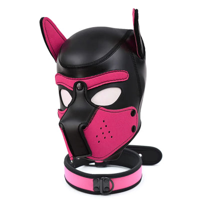 Party Masks Pup Puppy Play Dog Hood Sexy Neck Collar BDSM Bondage Kit Cosplay Full Head Ears Halloween Mask Sex Toy For Couples