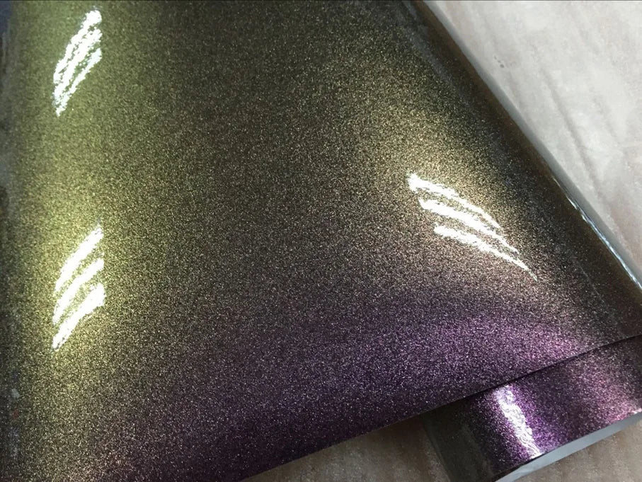 Premium Gloss Chameleon Pearl Glitter Metallic Green purple Vinyl Car Wrap Foil With Air Release Diamond Car Sticker Decal