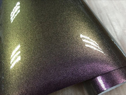 Premium Gloss Chameleon Pearl Glitter Metallic Green purple Vinyl Car Wrap Foil With Air Release Diamond Car Sticker Decal