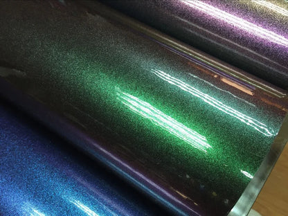 Premium Gloss Chameleon Pearl Glitter Metallic Green purple Vinyl Car Wrap Foil With Air Release Diamond Car Sticker Decal