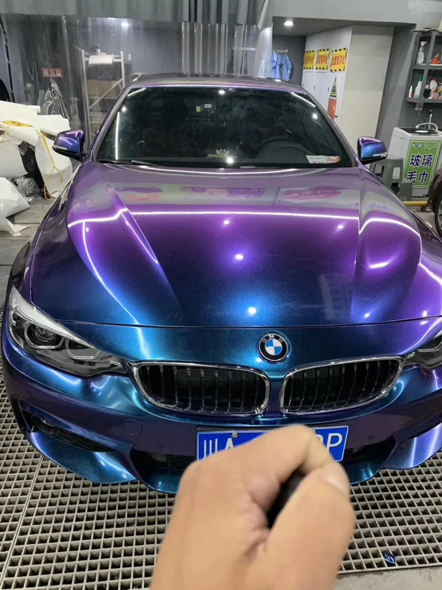 Premium Gloss Chameleon Pearl Glitter Metallic Green purple Vinyl Car Wrap Foil With Air Release Diamond Car Sticker Decal