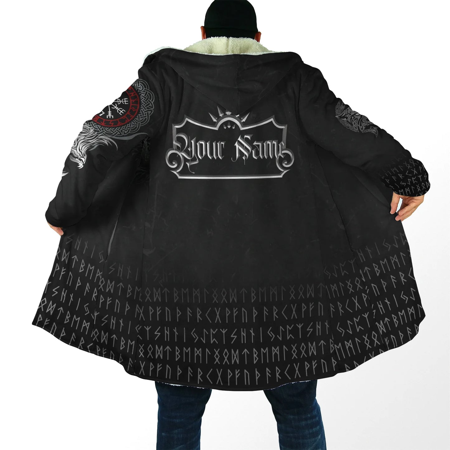 2021 Winter Mens Hooded cloak Raven Tattoo symbol 3D Printing Fleece wind breaker Unisex Casual Thick Warm Hood cloak PF16