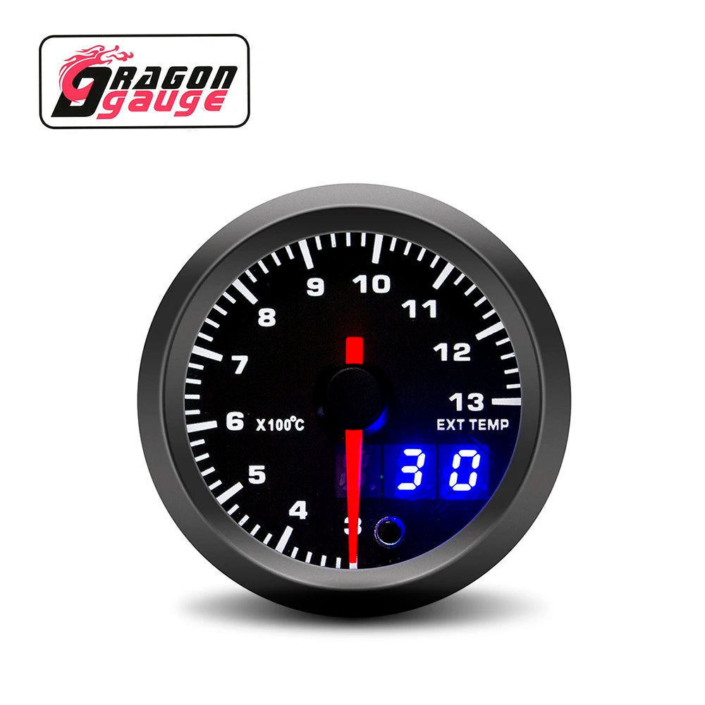 「DRAGON」 52mm Tachometer PRM Boost Gauge Voltage EGT Gauge Water Temperature Oil Temp Oil Pressure Car Gauge Fit for 12V Car
