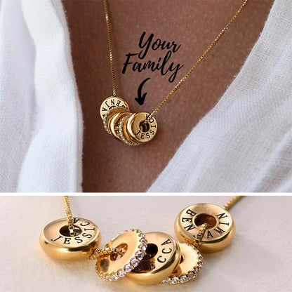 Personalized Engraved Family Name Beads Charms With Crystal Necklace Stainless Steel Custom Love Mum Style Gift Jewelry