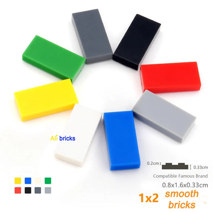 60pcs/lot DIY Blocks Building Bricks Smooth 1X2 Educational Assemblage Construction Toys for Children Size Compatible With Brand