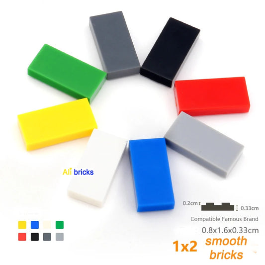 60pcs/lot DIY Blocks Building Bricks Smooth 1X2 Educational Assemblage Construction Toys for Children Size Compatible With Brand
