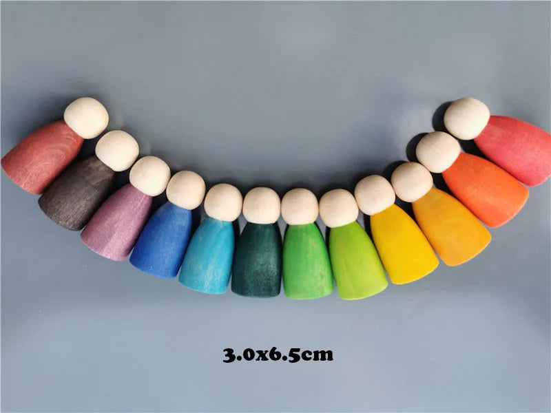 Kids Wooden Toys Rainbow Nesting Bowls BasSwood 6 Layer Arch Stacker Blocks Trees