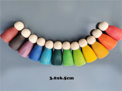Kids Wooden Toys Rainbow Nesting Bowls BasSwood 6 Layer Arch Stacker Blocks Trees