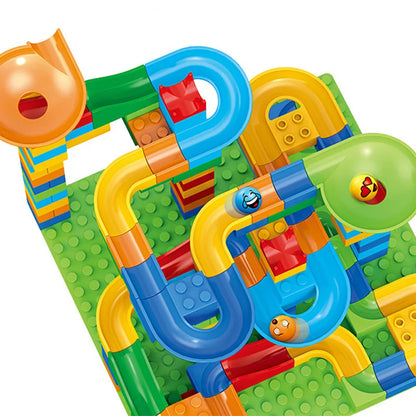 Marble Race Run Block Small Size Building Blocks Maze Ball Funnel Slide Blocks DIY Creative Assemble Bricks Toys for Kids Gift
