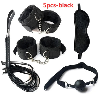 Sexy leather BDSM plush bondage bundle set blindfold handcuffs whip sex toys for women Nipple clip butt plug Exotic sex toys