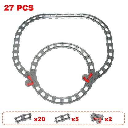 Rail Transport Big Size Building Blocks Creative Track Accessories Assemble Toys For Children Bricks Compatible City Train Set