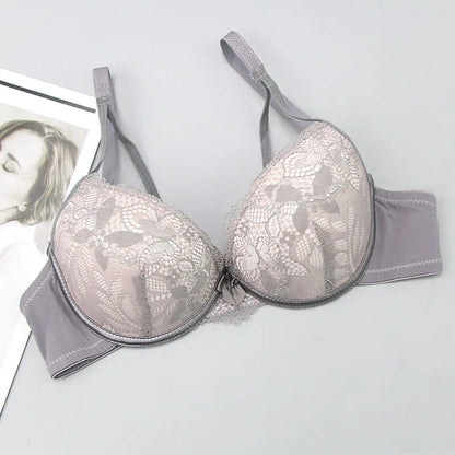 2021 New Push Up Lace Bra Sets Plus Size Lingerie BCDE Cup Adjusted Strap Bow Underwire Grey Red Blue Black White Underwear
