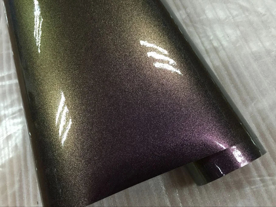Premium Gloss Chameleon Pearl Glitter Metallic Green purple Vinyl Car Wrap Foil With Air Release Diamond Car Sticker Decal