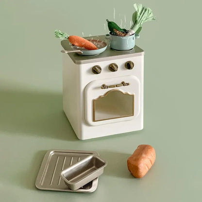 Aizulhomey Dollhouse Miniature Furniture Nordic Metal Miniature Oven with Light Dollhouse Accessories for 1/6 Dolls Blythe BJD