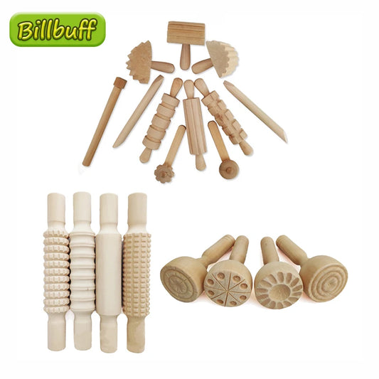 Kids DIY Slime Plastic Mold Soft Clay High Grade Wooden Tools Plasticine Supplies Slime Paly Dough Educational toys for children