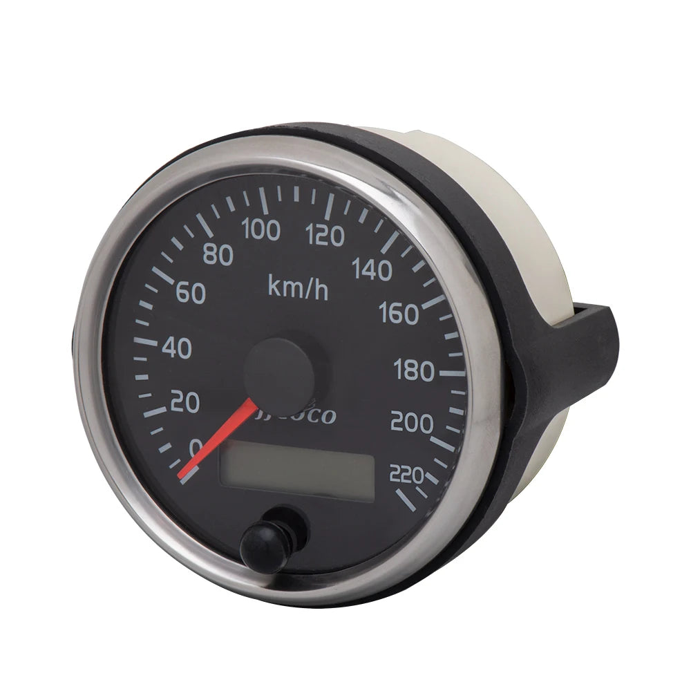 Universal 85mm Speedometer 220km/h Speed Meter Gauge Odometer With White/Amber Backlight 12V/24V With LCD For Car Truck Boat