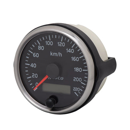 Universal 85mm Speedometer 220km/h Speed Meter Gauge Odometer With White/Amber Backlight 12V/24V With LCD For Car Truck Boat