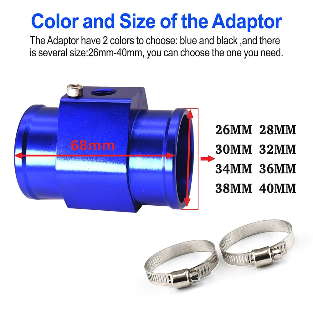 12V 24V Digital Water Temperature Gauge + Volt Water Temperature Sensor Head Plug Joint Pipe Sensor Radiator Hose Adapter 1/8NPT
