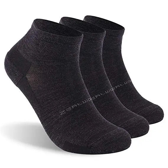 ZEALWOOD Merino Wool Running Socks Men Women No Show/Ankle/Crew Anti-blister Cushion Athletic Socks Ultra-Light Tennis 1/3 Pairs