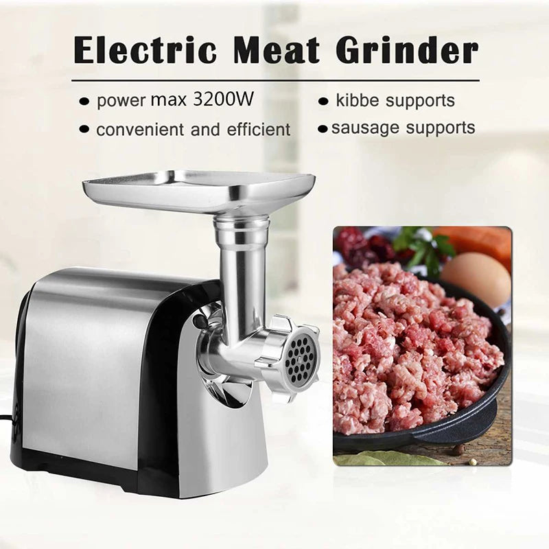 Heavy Duty 3200W Electric Meat Grinder Multifunctional Automatic Stainless Steel Meat Mincer Sausage Stuffer Home Food Processor
