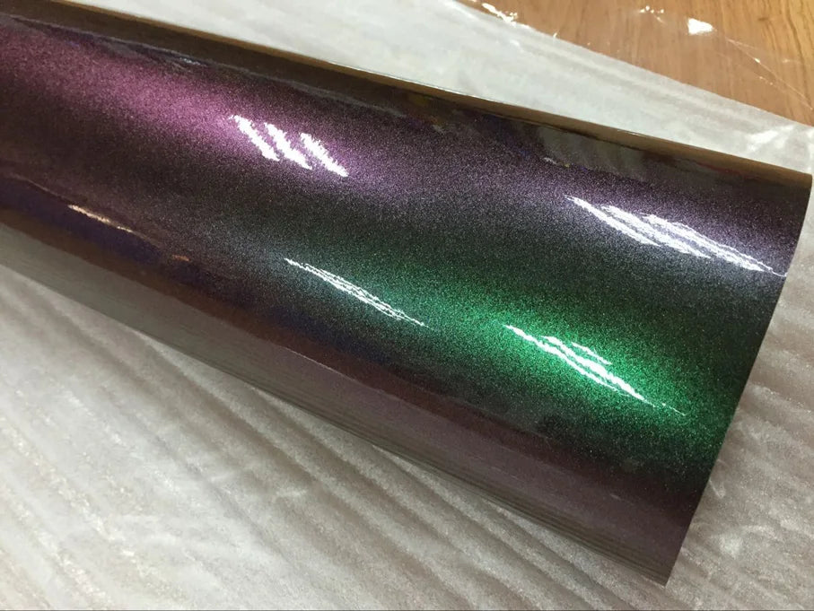 Premium Gloss Chameleon Pearl Glitter Metallic Green purple Vinyl Car Wrap Foil With Air Release Diamond Car Sticker Decal