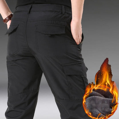 2024 Winter Men's Tactical Cargo Pants Plus Velvet Breathable Autumn Casual Long Trousers Male Quick Dry Multi-pocket Pant Warm