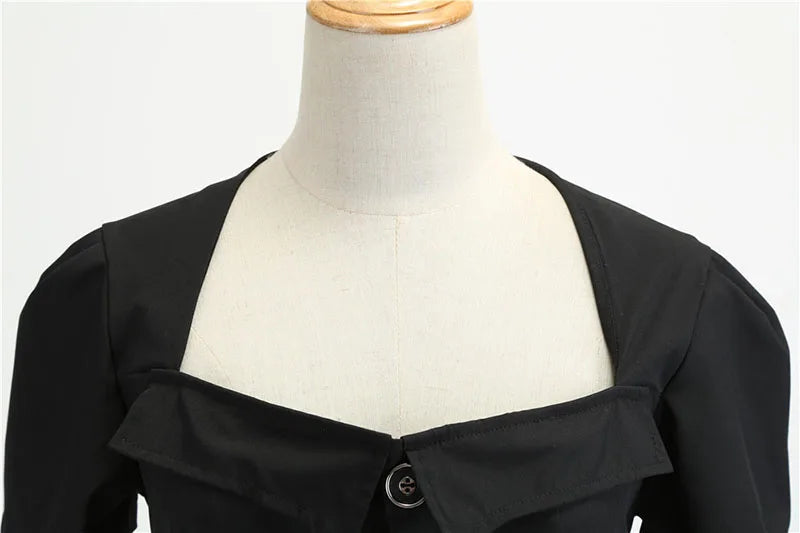 Women's Polka Dot Summer Midi Dress Square Collar Short Sleeve Elegant Vintage Casual Party Holiday Wear