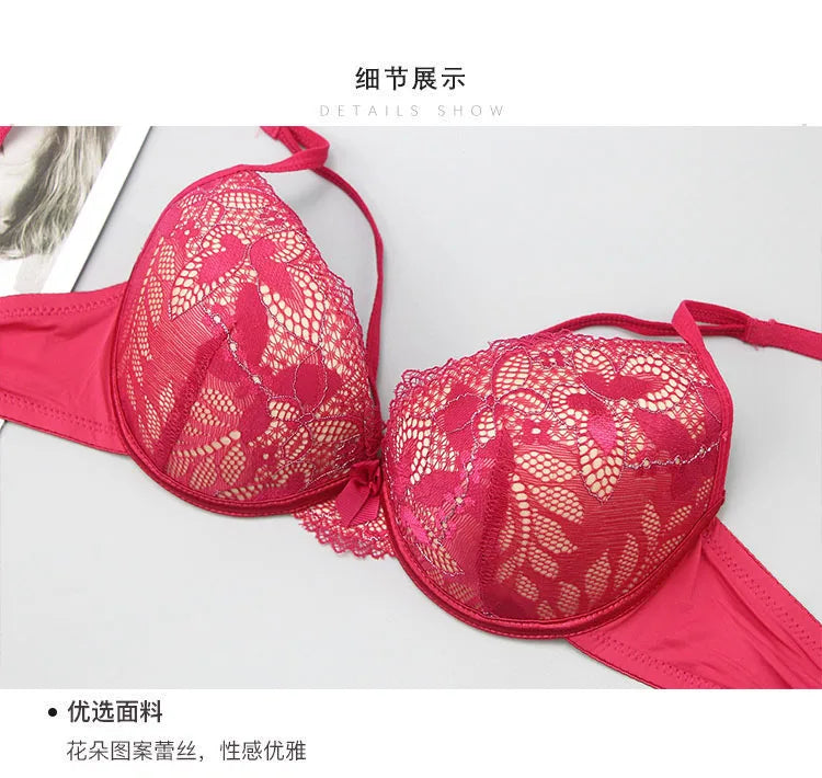 2021 New Push Up Lace Bra Sets Plus Size Lingerie BCDE Cup Adjusted Strap Bow Underwire Grey Red Blue Black White Underwear