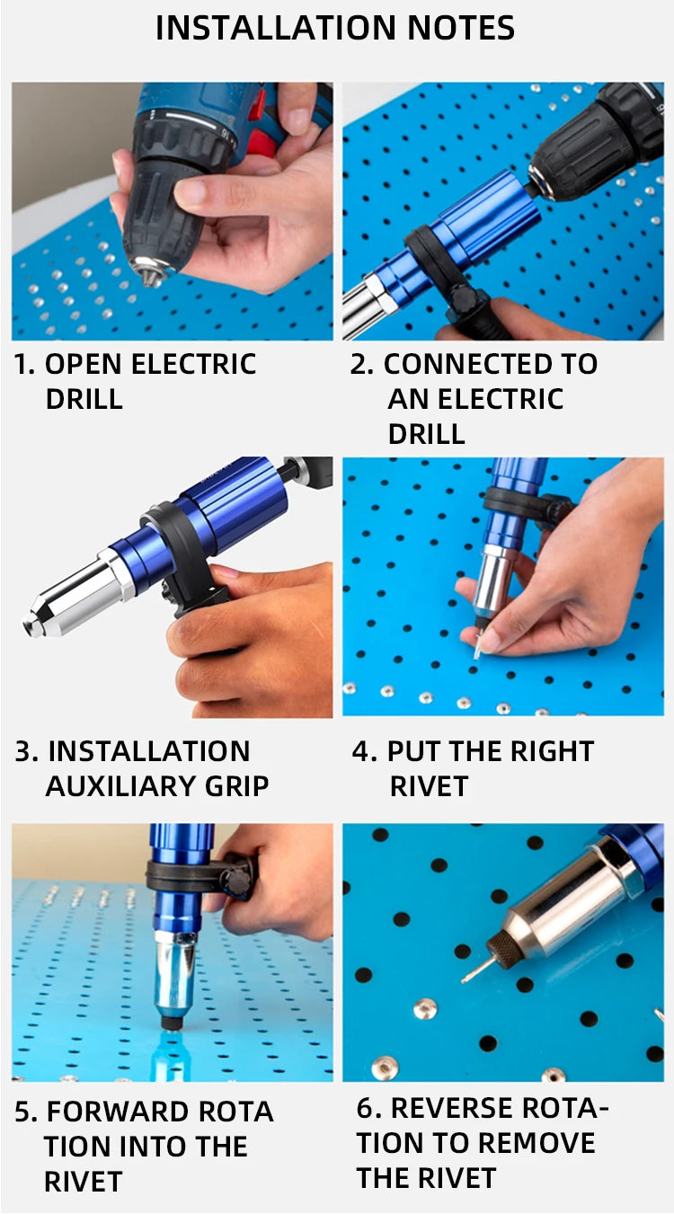 M3-M6 Electric Rivet Gun Adapter Riveting Tool Adapter Automatic Rivet Tool Rivet Nut Gun Accessory For Electric Drill