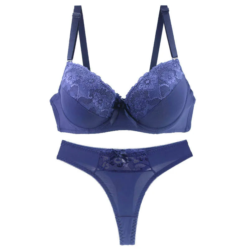 DaiNaFang New Sexy Push Up Bra Sets Padded Solid Lace Underwear For Women BCDE Cup Plus Size Female Lingerie