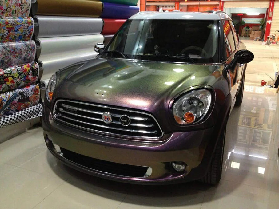 Premium Gloss Chameleon Pearl Glitter Metallic Green purple Vinyl Car Wrap Foil With Air Release Diamond Car Sticker Decal