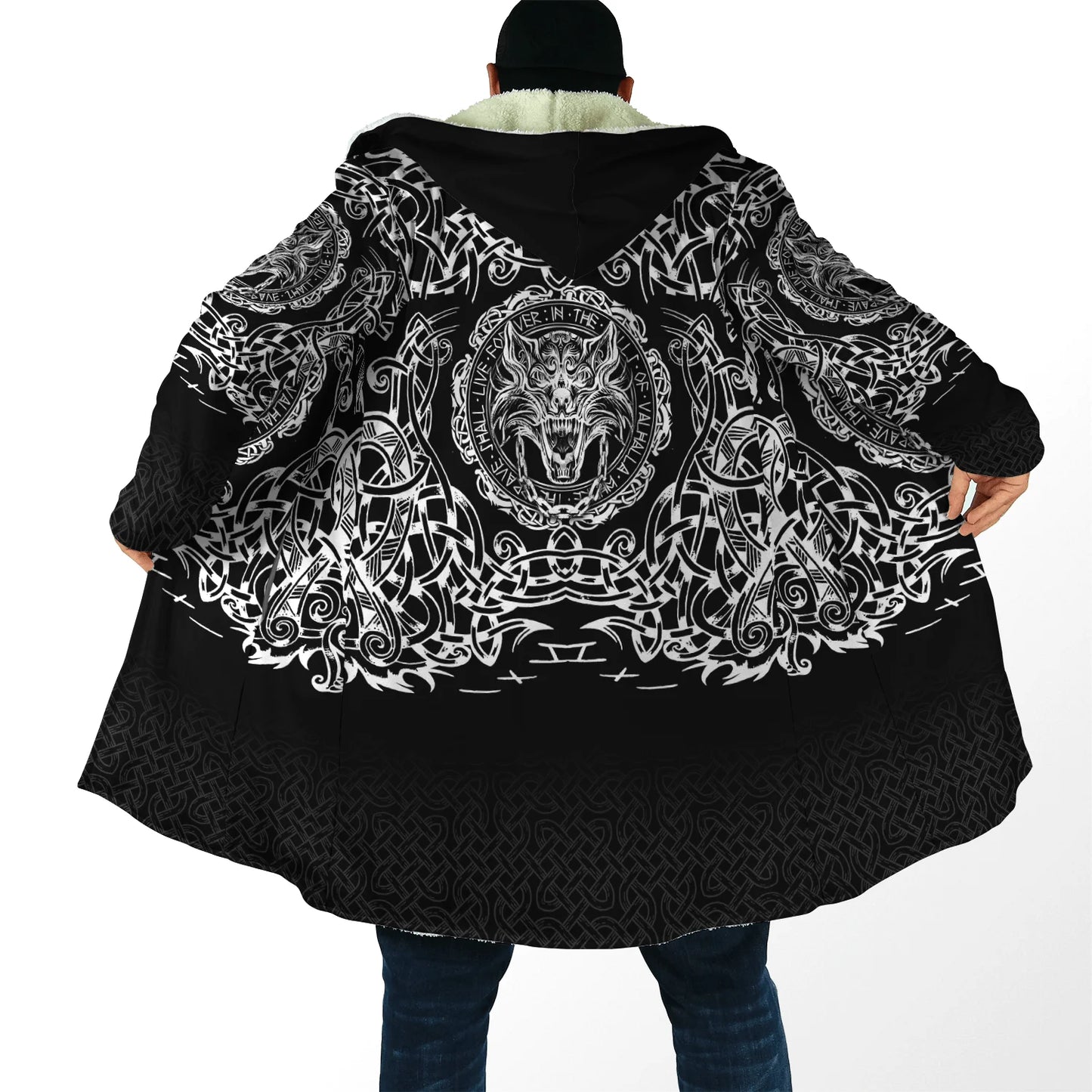 Winter Fashion Mens Hooded cloak Lion Tattoo Wolf 3D Printing Thick Fleece wind breaker Unisex Casual Warm Hood cloak DP04